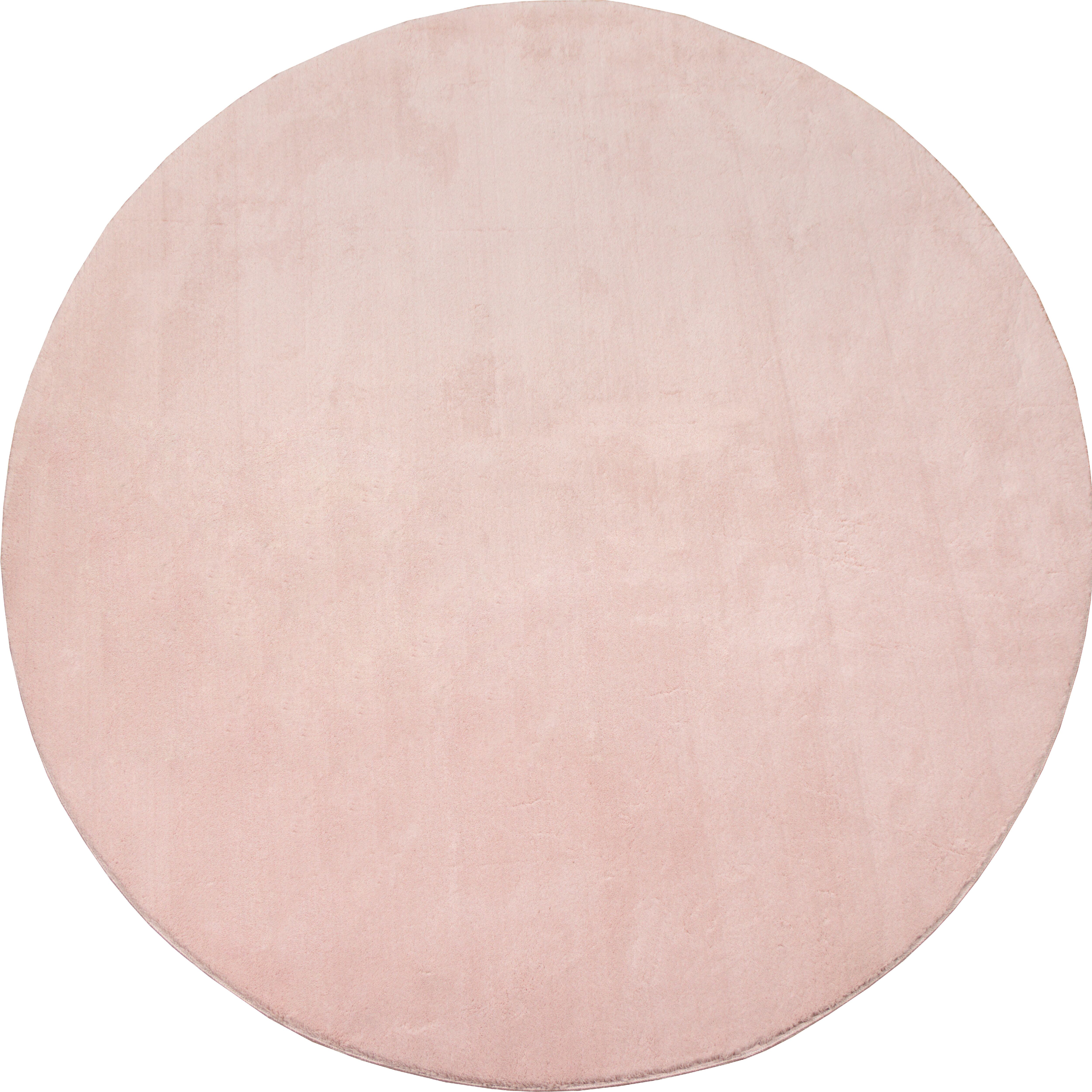 Teppich MERINOS "Loft 37", rosa (blush), H:16mm Ø:200cm, Polyester, Teppiche, Teppich, Kunstfellteppich besonders weich und kuschelig, Fell Haptik blush Ø 200cm 1 Stk., 16mm, Ø 200cm