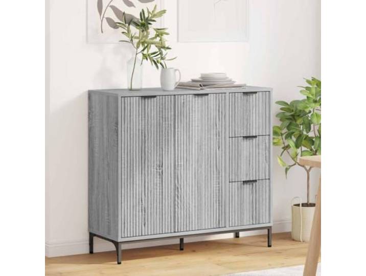 HEFZGDB Modernes Sideboard mit Aufbewahrung aus Holzwerkstoff für Wohnzimmer, Sideboard mit Wandbefestigung gegen Umkippen und Schubladen in Weiß, praktischer Aufbewahrungsschrank