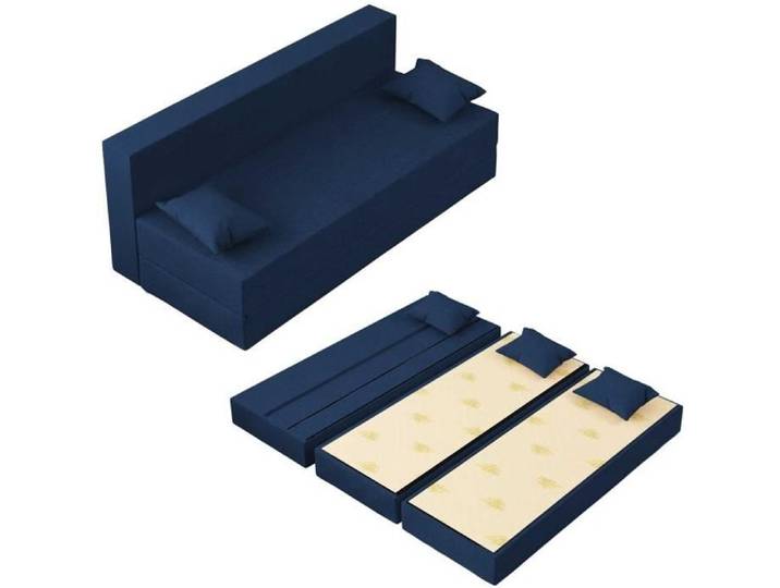 Canapé Lit TreTris Convertible Modulable Réversible 3 places - Tissu dehoussable et lavable Couleur Bleu