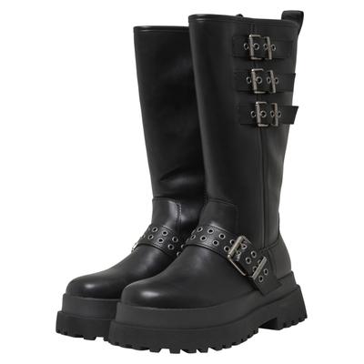 Stiefel BUFFALO "Buffalo PLUTO MB RIV - VEGAN NAPPA", Damen, Gr. 38, schwarz, Kunstfaser, unifarben, Schuhe Stiefel