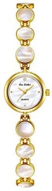Everyday Crate BS Bee Sister Vintage Womens Bracelet Watch Mother Of Pearl Style Quartz Dress Watch Analog Wristwatch gold White