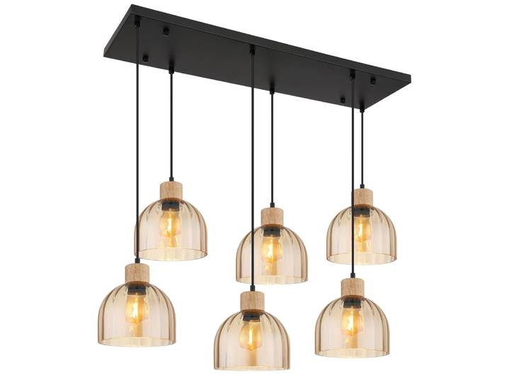 6-lichts hanglamp Swanson zwart Globo - 15979-6H