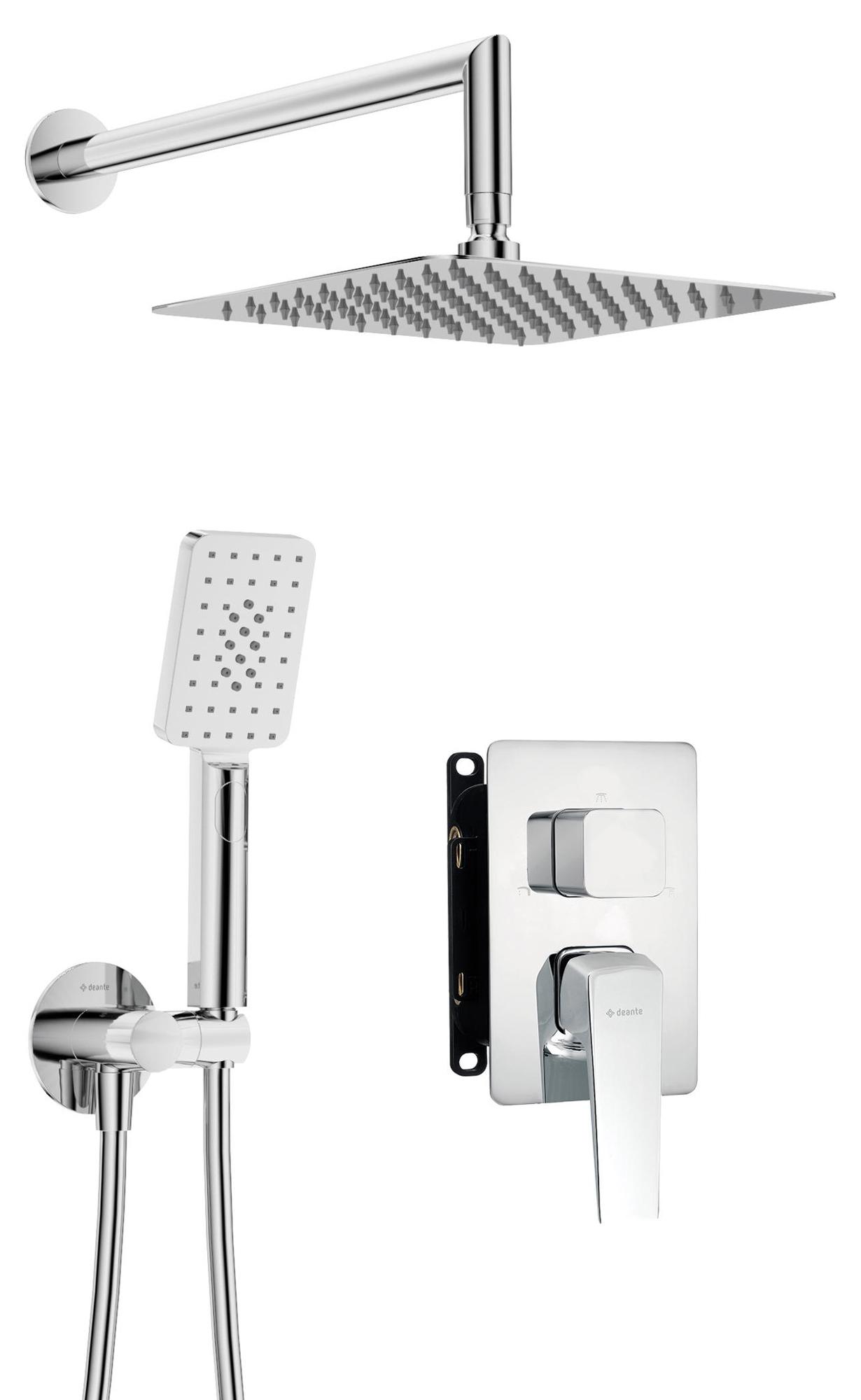Unterputz-Duschset mit Mischbox, Chrom, Ausladung 40,0 cm, Regendusche-Kopfbrause - BLUR-30