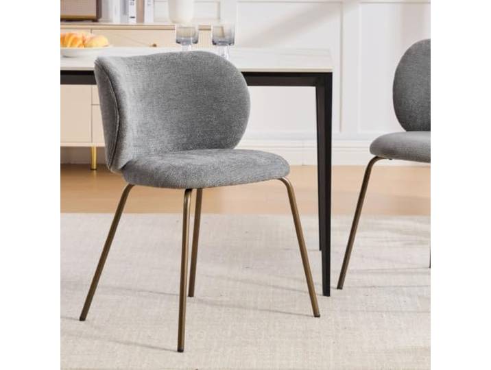 Ropilly Esszimmerstuhl aus Chenille mit ergonomischer Rückenlehne und Bronze Metallbeinen für Küche und Esszimmer