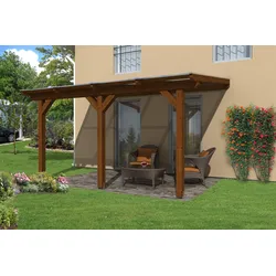 Skan Holz Terrassenüberdachung Andria aus Leimholz 434x250cm nussbaum