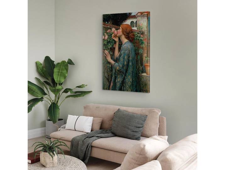 Toile L'âme de la rose Feutre Vert/Vert 80 x 120cm