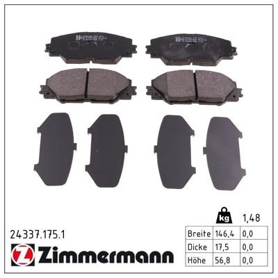 ZIMMERMANN Bremsbelagsatz, Scheibenbremse 243371751 Vorderachse für TOYOTA (FAW) LANDWIND (JMC)