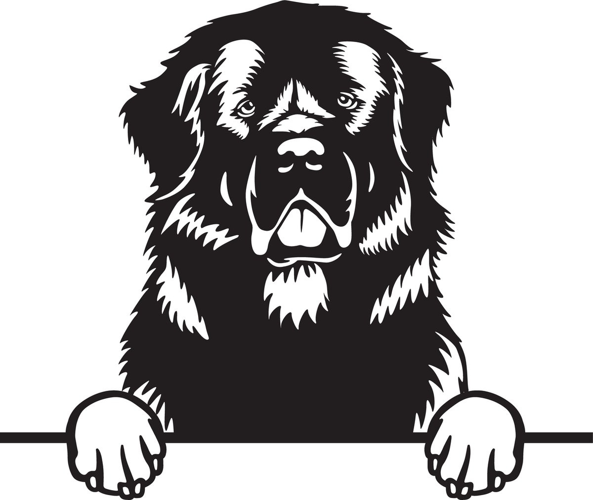 Newfoundlander hond decoratie groot - zwart - wanddecoratie