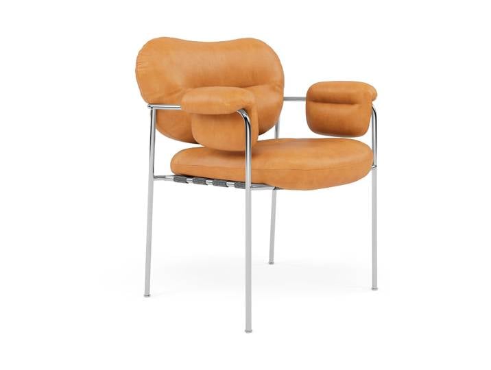 Fogia Bollo Stuhl Vintage Cognac-polished stainless steel