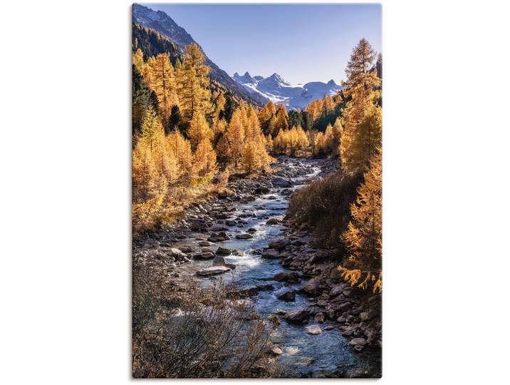 Leinwandbild ARTLAND Herbst im Oberengadin , gelb (farbe bild(er): gelb), B:60cm H:90cm, Bilder, Leinwandbild, auf Holzrahmen gespannt