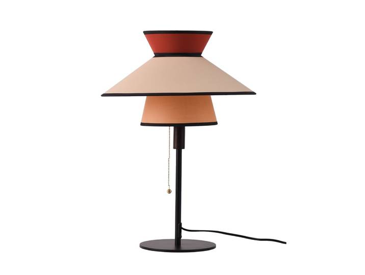 Lampe de table rétro française Ø40 cm, E27, abat-jour textile