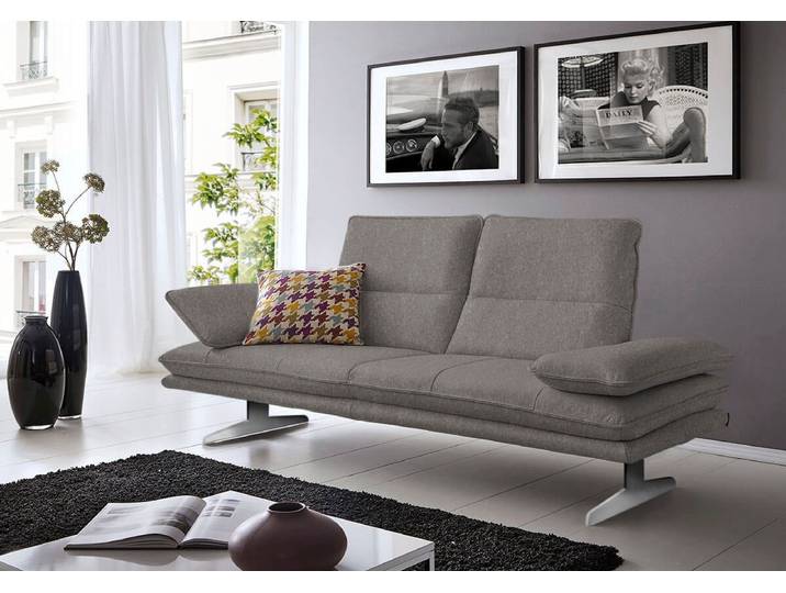 2-Sitzer Sofa, Flachgewebe S22, Grau S22, 216×96 cm, Sitztiefenverstellung, Modern, W.SCHILLIG