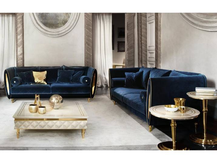 Xlmoebel Polstergarnitur Arredoclassic Sofa im klassischen Barockstil mit Schnitzarbeiten, (Sofagarnitur, 2-tlg., Sofagarnitur 3+3), Hergestellt in Europa