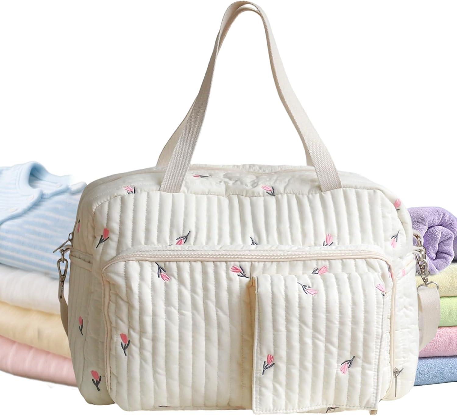 Große Wickeltasche im Tote-Stil Blumenmuster Aufbewahrungstasche | Kliniktasche für Schule, Krankenhaus, Urlaub,, Park, Einkaufen, Picknick, Camping, Reisen, Arbeit, Fitnessstudio