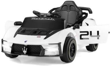 Costway 12V Electric Ride on Car with Remote Control and Music Maserati Licensed-White