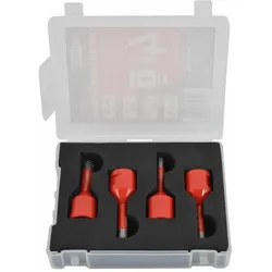 Awtools, Lochsäge, ZESTAW KORON DO GRESU kpl.5szt. (2x6mm, 8, 10,mm) W KUFRZE DO PRACY NA SUCHO Z WOSKIEM (10 mm, 6 mm, 8 mm)