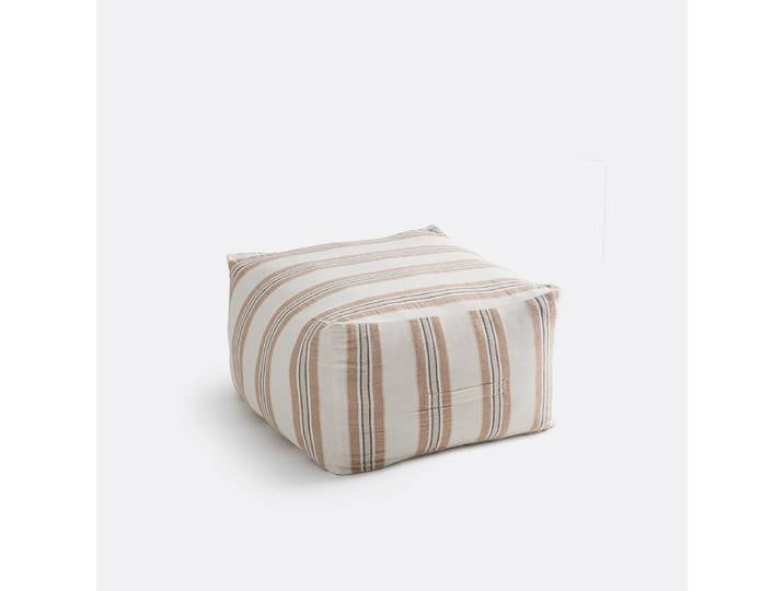 LA REDOUTE Pouf coton rayé, Aelle Vert Rayé Beige,Noir