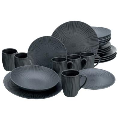 CreaTable Vesuvio Schwarz Kombiservice 24-tlg Steinzeug