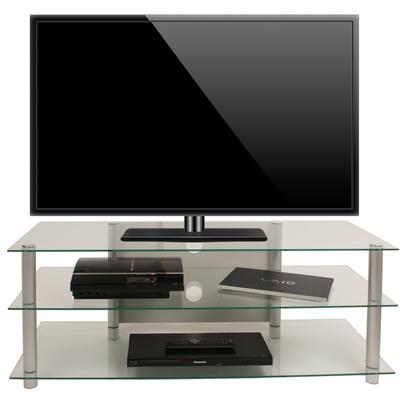 Wohnzimmertisch VCM "TV Möbel Sideboard Fernseh Rack Alu Glas Zumbo", weiß (klarglas), B:112cm T:40cm, Regale, TV-Board
