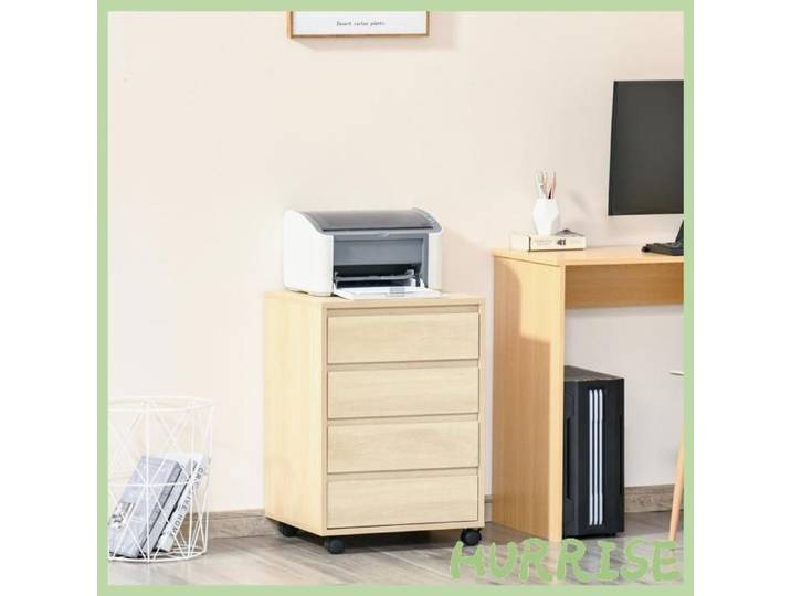 Cocosity Caisson De Bureau Rangement Bureau Sur Roulettes 4 Tiroirs Coulissants En Bois Aspect Bois Clair