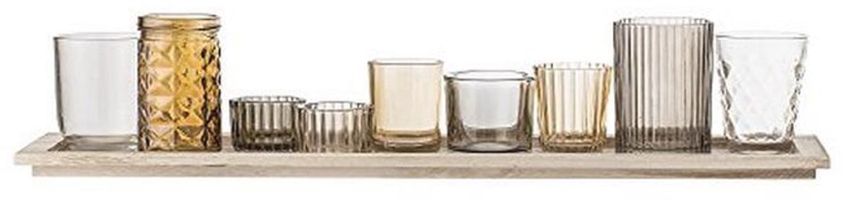 Bruin Glazen Decoratief Dienblad met Theelichthouders