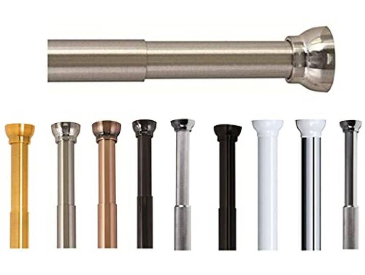 Spirella Teleskopstange Kreta Duschvorhangstange ohne Bohren Spannstange, durch Drehen verstellbar, sicherer Halt als Duschstange, Kleiderstange Silber matt 75-125 cm, Aluminium, Gray