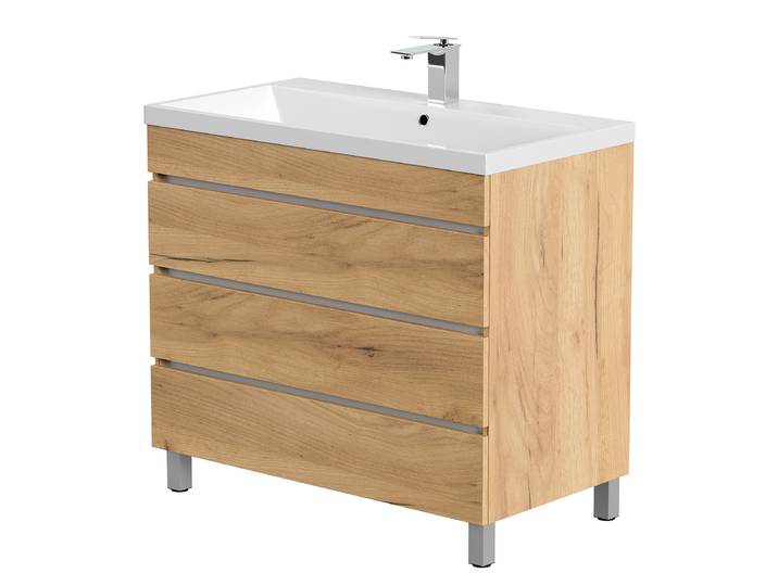 Meuble vasque sur pieds Fellini 90cm Bois/Imitation chêne