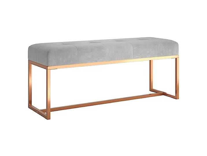 GKHPYURE Sitzbank Grau 110 x 36 x 45 cm aus Samt 100% Polyester, Metall und mehrschichtiges Holz, Schaumstofffüllung, multifunktionale Verwendung, Handbuch von