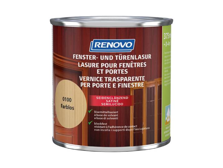 Renovo Fenster- und Türenlasur Farblos 0.375 l Seidenglanz
