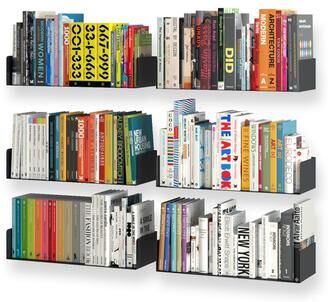 Wallniture Bali Bookshelf U Shape Metal Floating Shelves for Books Video Games DVDs (Set of 6)