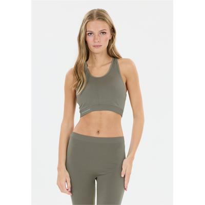 Sport-BH ENDURANCE "Querubin", Damen, Gr. S/M, grün (taupe), 92% Polyamid, 8% Elasthan, unifarben, BHs Sport-BH, in nahtloser Qualität