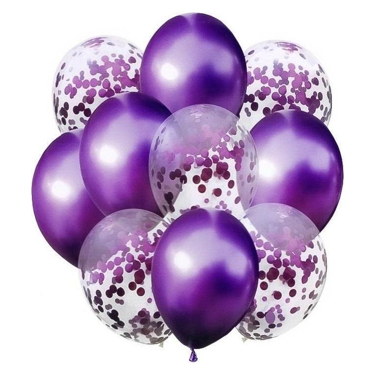 Mk Trade Lila Metallic-Luftballons und Konfetti, 10 Stück (10x) (47594882)