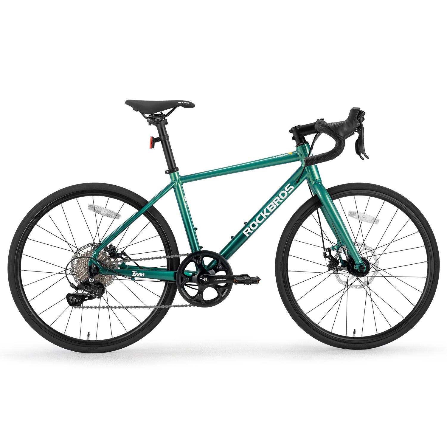 ROCKBROS Teen Rennrad 22 Zoll Aluminium Jugend,SENSAH PHI 10 Gang Schaltung Fahrrad Mechanische Scheibenbremsen für 140-155cm Fahrer EU Gr. Türkisgrün