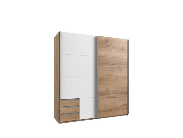 Schwebetürenschrank 2-trg. Kleiderschrank 179 cm Eiche Weiß Schubladen Ausstattung / 22691