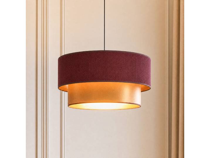 Suspension Dorina, rouge foncé/doré, Ø 45 cm, tissu, E27 - Duolla - Chambre à coucher - Jeune - Tissu / textile - À ampoule unique