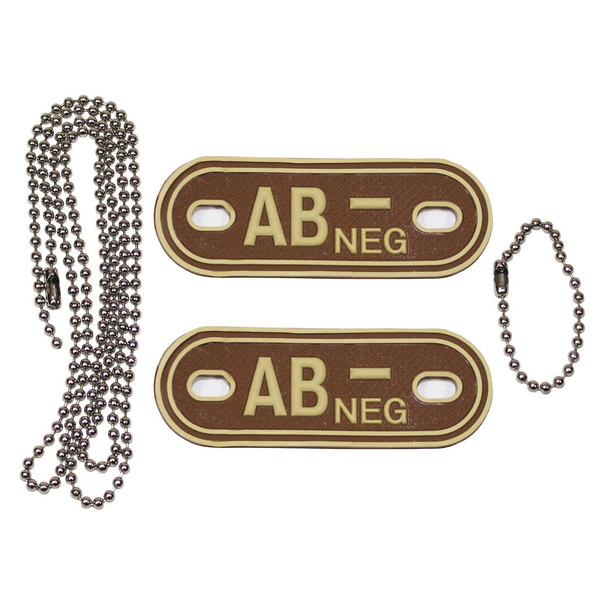 Mfh Blutgruppenmarke, mit Kette, desert, "AB NEG", 3 D (Erste Hilfe Set Zubehör) (33512147)