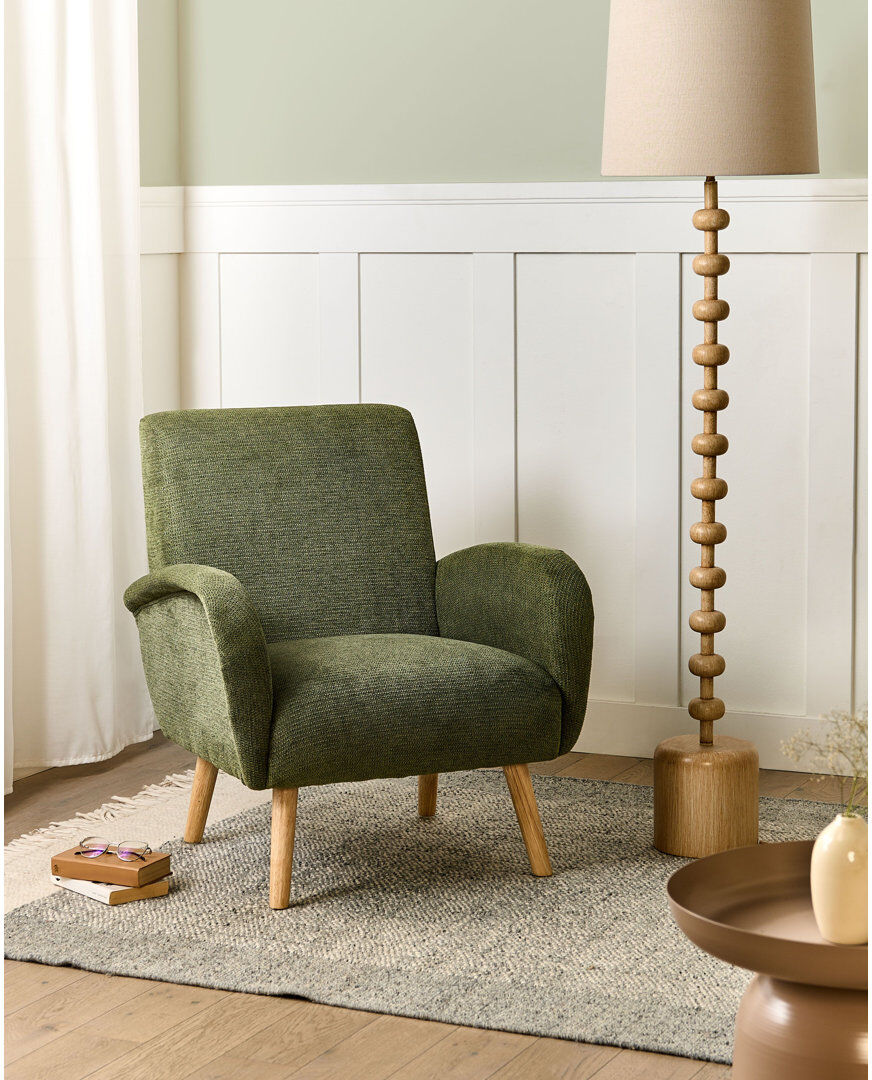 Beliani PLASSEN Upholstered Fabric Armchair Green 82cm H X 73cm W X 53cm D