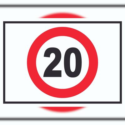 HB-Druck Tempo 20 km/h Geschwindigkeitsbegrenzung Schild Symbol A6 (105x148mm)