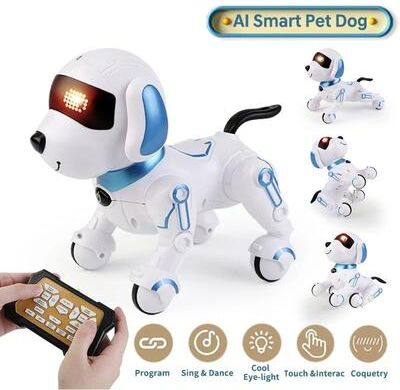 Uplifted Goods Programmable RC Robot Stunt Dog Toy pink Standard Version Set