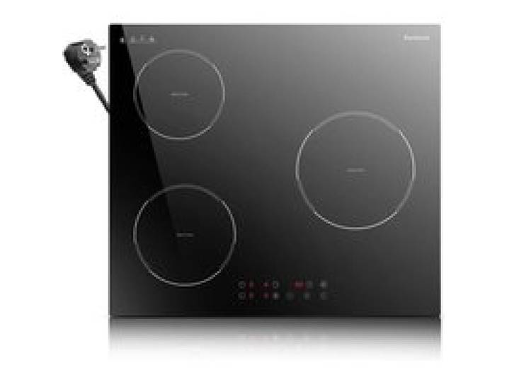 Plaque Induction 3 Feux Avec Prise 3500W Plaque De Cuisson Induction 60Cm Fonction Boost Minuterie Verrouillage De Sécurité