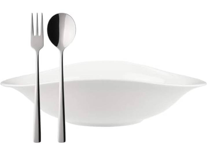 Villeroy & Boch – Vapiano, Italian-Set, 6-Teilig, 2X Pastaschalen, 2X Spaghetti-Gabel, 2X Spaghetti-Löffel, Spaghetti Und Nudeln, Premium Porzellan, Edelstahl, Spülmaschinenfest, Mikrowellensicher