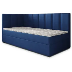 BOXBETT BEVE 80x200 cm mit Matratze und Topper, H2+H3 - Blau