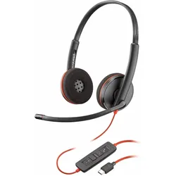 Plantronics Blackwire 3220 + USB-C/A Adapter (Kabelgebunden, USB-C, Avaya, Skype), Office Headset, Schwarz