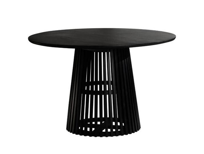 Mid.you Esstisch, Schwarz, Holz, Mangoholz, massiv, rund, Gittergestell, 120x77x120 cm, Esszimmer, Esstische, Holztisch, Massivholztische