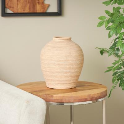 ARCILLA ELEMENTAL Beige Ceramic Wide Textured Vase