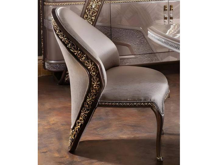 JVmoebel Esszimmerstuhl Luxe Esszimmerstuhl mit goldenen Verzierungen und edlem Design (1 St)