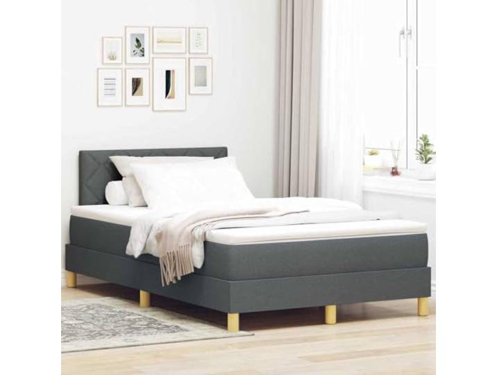 LED Beleuchtung mit Polsterstoff Kiefernholzrahmen modernes Design 120 x LED Boxspringbett mit Matratze Dunkelgrau 120x200 cm Stoff Bett mit Kopfteil Lattenrost und RGB Licht