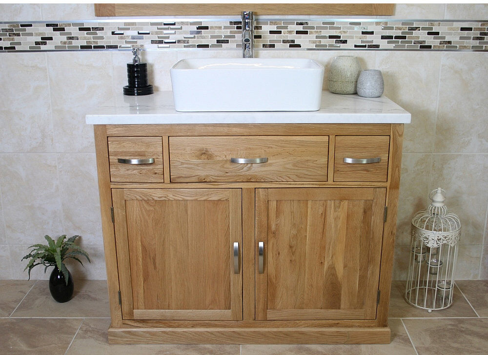 Belfry Bathroom Desmond 1000mm Single Bathroom Vanity with Vessel Ceramic Basin Oak 1,000mm W