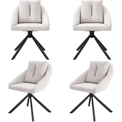 OKWISH Drehstuhl Esszimmerstuhl 4er Set Beige 59x65x79 cm mit Samtbezug und Metallgestell, ergonomisch, modern, mit Rollen und 360 Grad Drehfunktion