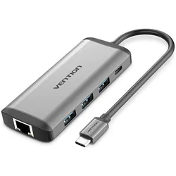 Vention Cndhb (USB-C, 8 Ports), Dockingstation + USB Hub, Silber